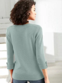 3/4-Arm-Pullover mit Zierriegel am Ärmel