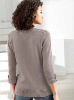 3/4-Arm-Pullover mit Zierriegel am Ärmel