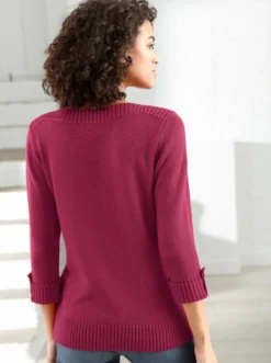 3/4-Arm-Pullover mit Zierriegel am Ärmel