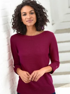 3/4-Arm-Pullover mit Zierriegel am Ärmel