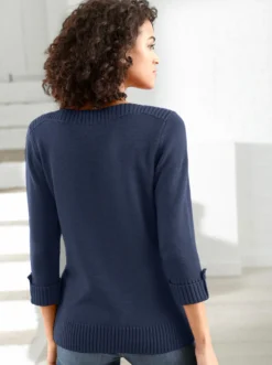 3/4-Arm-Pullover mit Zierriegel am Ärmel