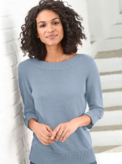 3/4-Arm-Pullover mit Zierriegel am Ärmel