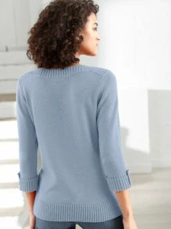 3/4-Arm-Pullover mit Zierriegel am Ärmel