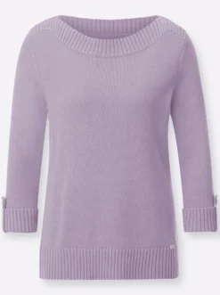 3/4-Arm-Pullover mit Zierriegel am Ärmel