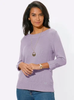 3/4-Arm-Pullover mit Zierriegel am Ärmel