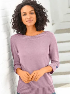 3/4-Arm-Pullover mit Zierriegel am Ärmel