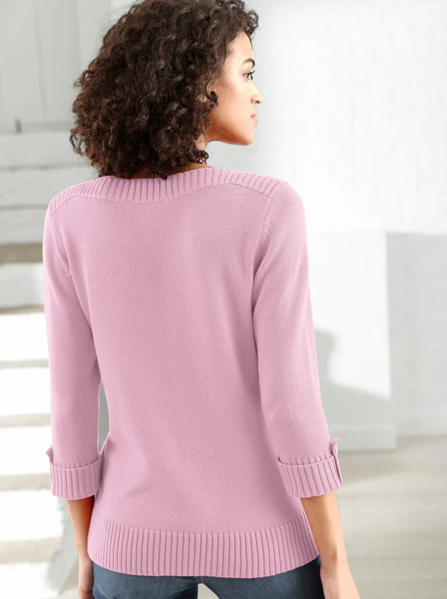 3/4-Arm-Pullover mit Zierriegel am Ärmel