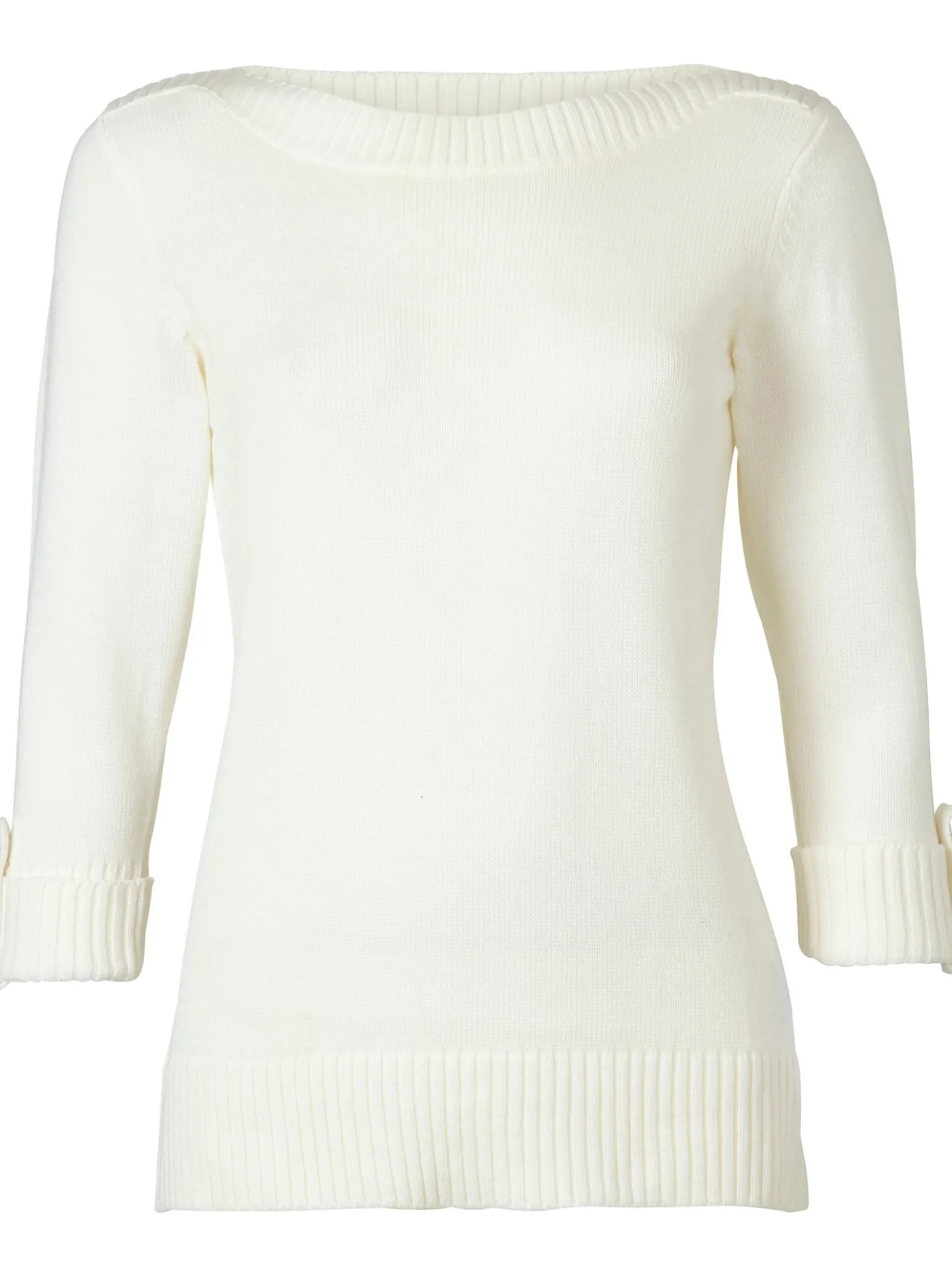 3/4-Arm-Pullover mit Zierriegel am Ärmel