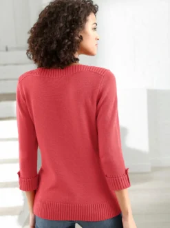 3/4-Arm-Pullover mit Zierriegel am Ärmel