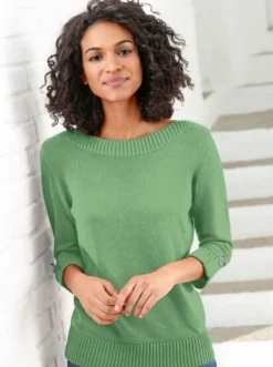 3/4-Arm-Pullover mit Zierriegel am Ärmel