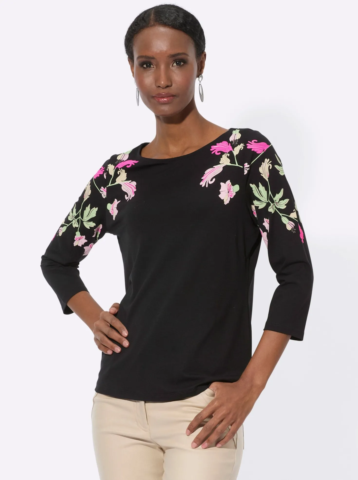 3/4-Arm-Shirt aus hochwertiger Viskose