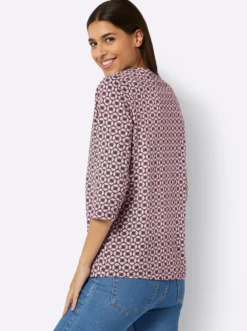 3/4-Arm-Shirt aus reiner Baumwolle, bedruckt