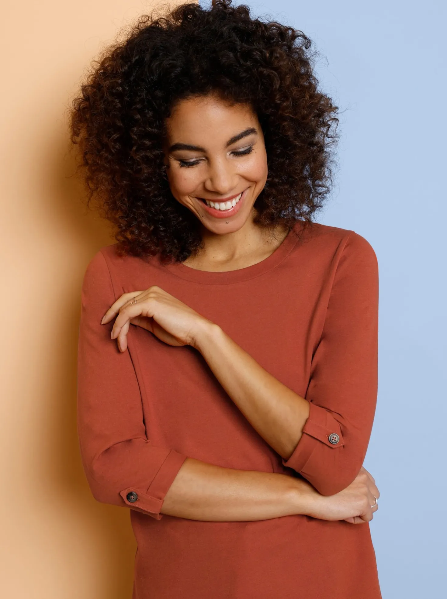 3/4-Arm-Shirt aus reiner Baumwolle