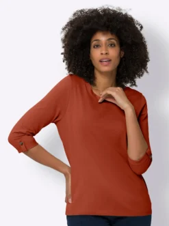 3/4-Arm-Shirt aus reiner Baumwolle