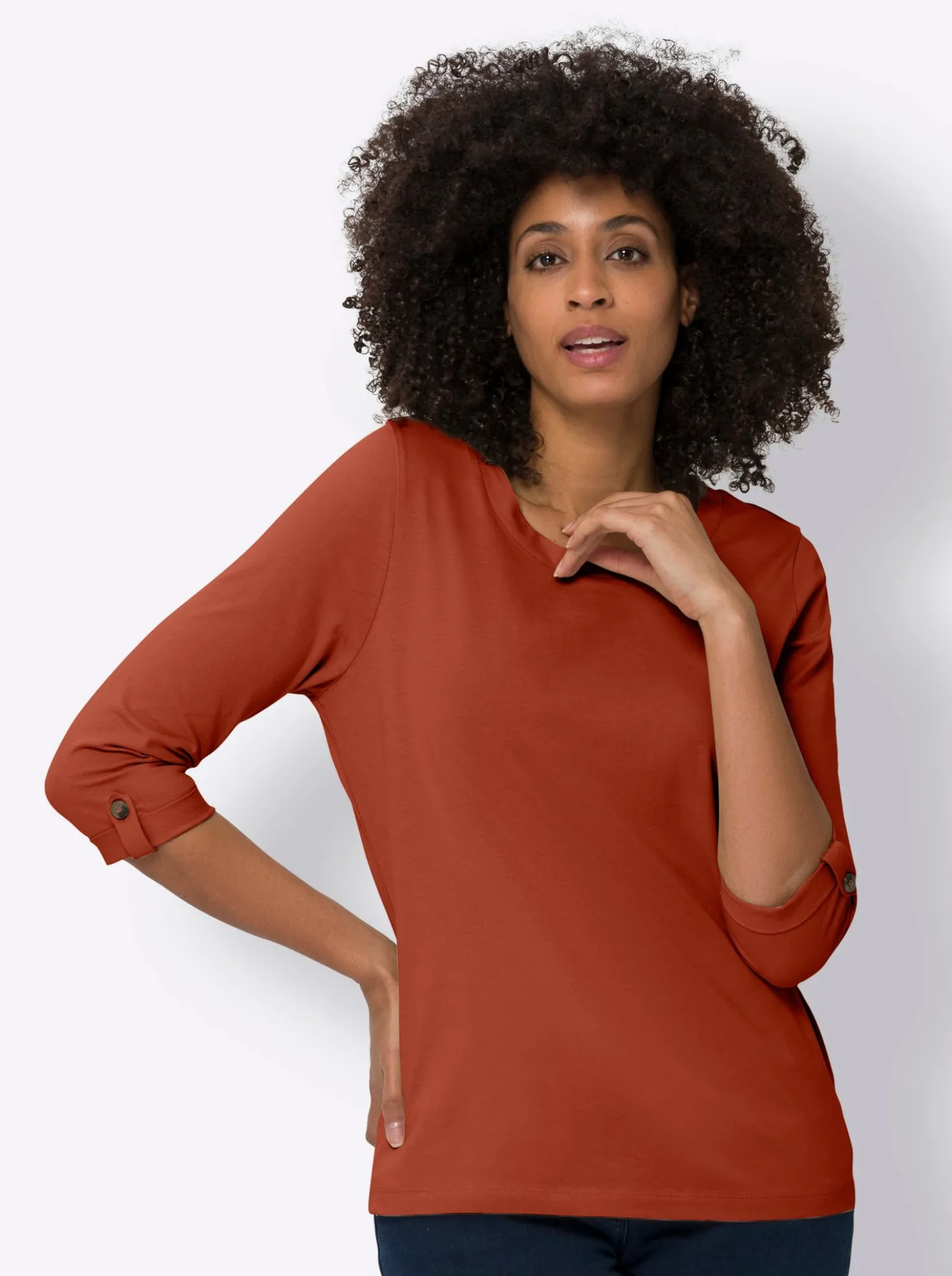 3/4-Arm-Shirt aus reiner Baumwolle