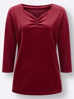 3/4-Arm-Shirt aus Samt