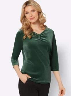 3/4-Arm-Shirt aus Samt