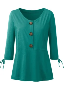 3/4-Arm-Shirt mit Bindebändchen am Ärmel