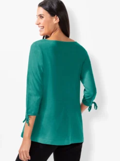3/4-Arm-Shirt mit Bindebändchen am Ärmel