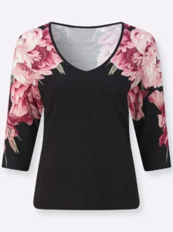 3/4-Arm-Shirt mit Blütendruck