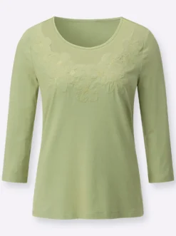 3/4-Arm-Shirt mit Blütenstickerei