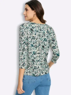 3/4-Arm-Shirt mit floralem Alloverprint