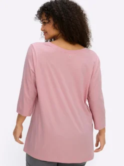 3/4-Arm-Shirt mit geschlitztem Ausschnitt