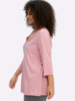 3/4-Arm-Shirt mit geschlitztem Ausschnitt