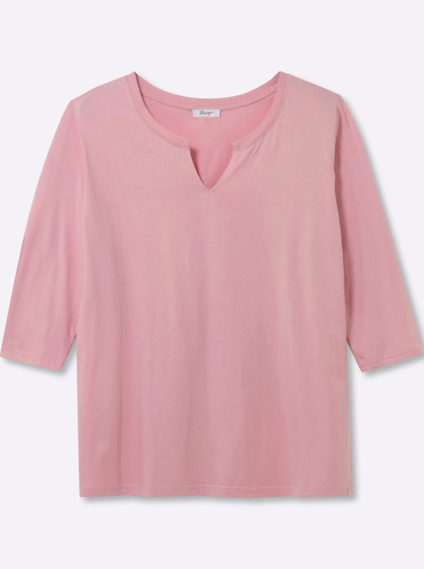3/4-Arm-Shirt mit geschlitztem Ausschnitt