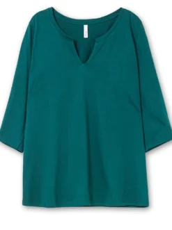 3/4-Arm-Shirt mit geschlitztem Ausschnitt