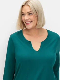 3/4-Arm-Shirt mit geschlitztem Ausschnitt