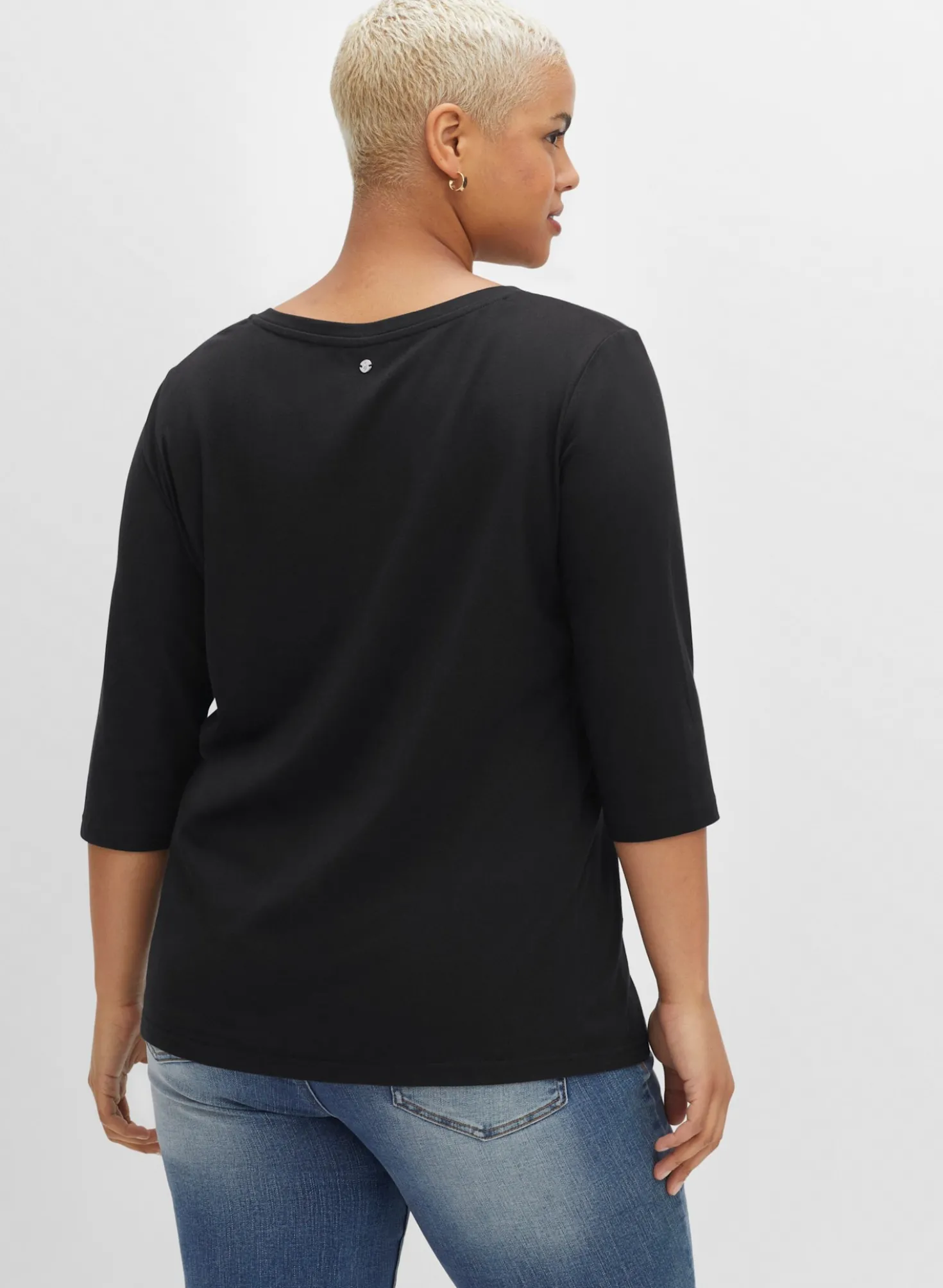 3/4-Arm-Shirt mit geschlitztem Ausschnitt
