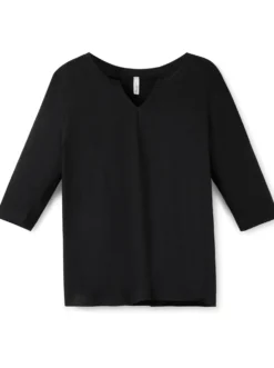 3/4-Arm-Shirt mit geschlitztem Ausschnitt