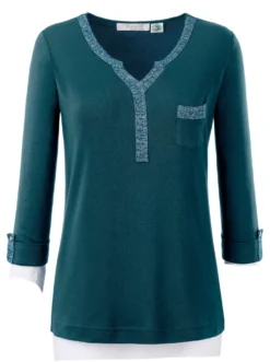 3/4-Arm-Shirt mit Glitzer-Details