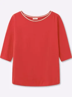 3/4-Arm-Shirt mit Glitzergarn am Ausschnitt
