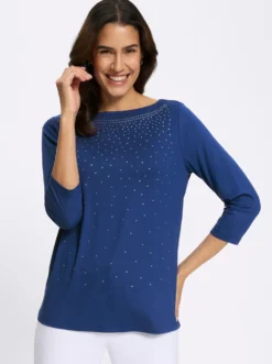 3/4-Arm-Shirt mit Glitzersteinchen