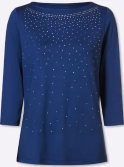 3/4-Arm-Shirt mit Glitzersteinchen