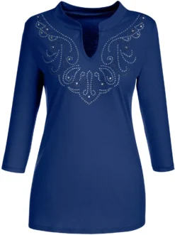 3/4-Arm-Shirt mit Glitzersteinchen
