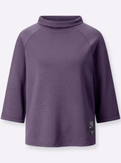 3/4-Arm-Shirt mit halsfernem Rollkragen