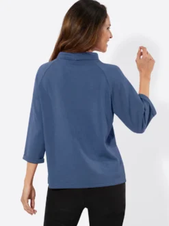 3/4-Arm-Shirt mit halsfernem Rollkragen