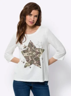 3/4-Arm-Shirt mit Rollsaum