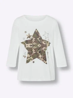 3/4-Arm-Shirt mit Rollsaum