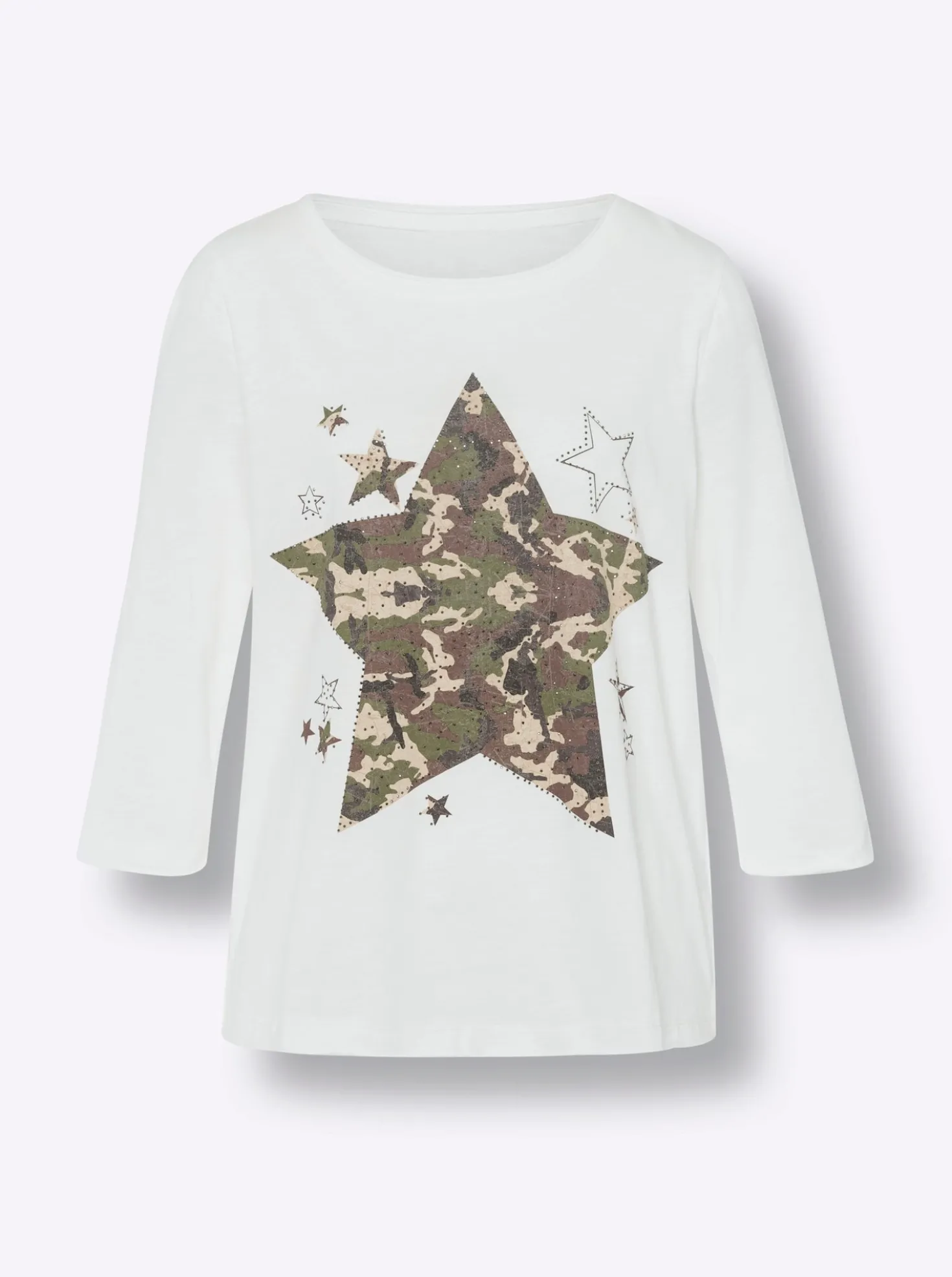 3/4-Arm-Shirt mit Rollsaum