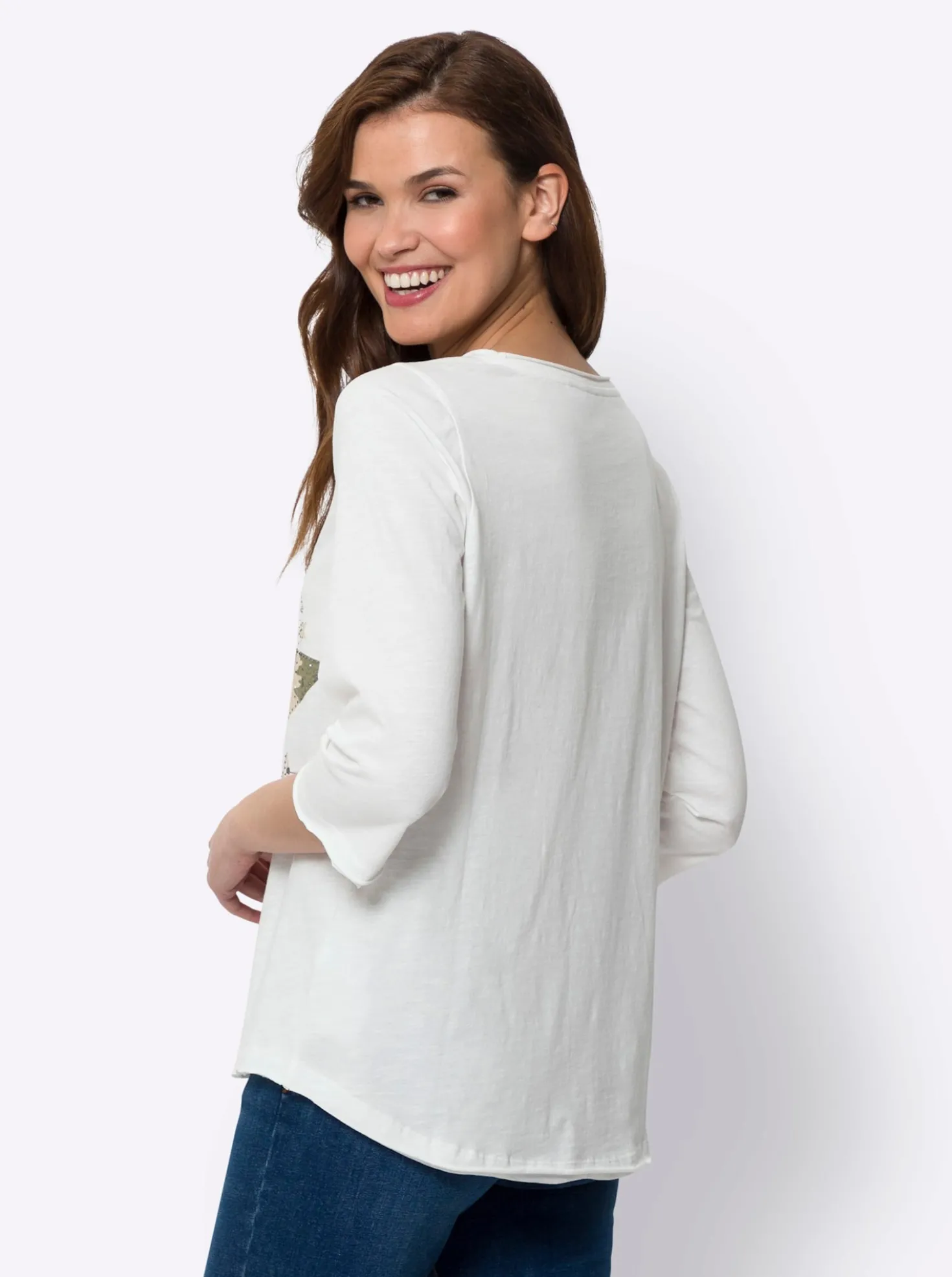 3/4-Arm-Shirt mit Rollsaum