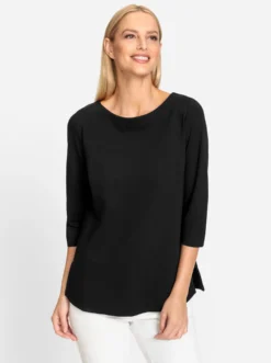 3/4-Arm-Shirt mit Rundhals-Ausschnitt