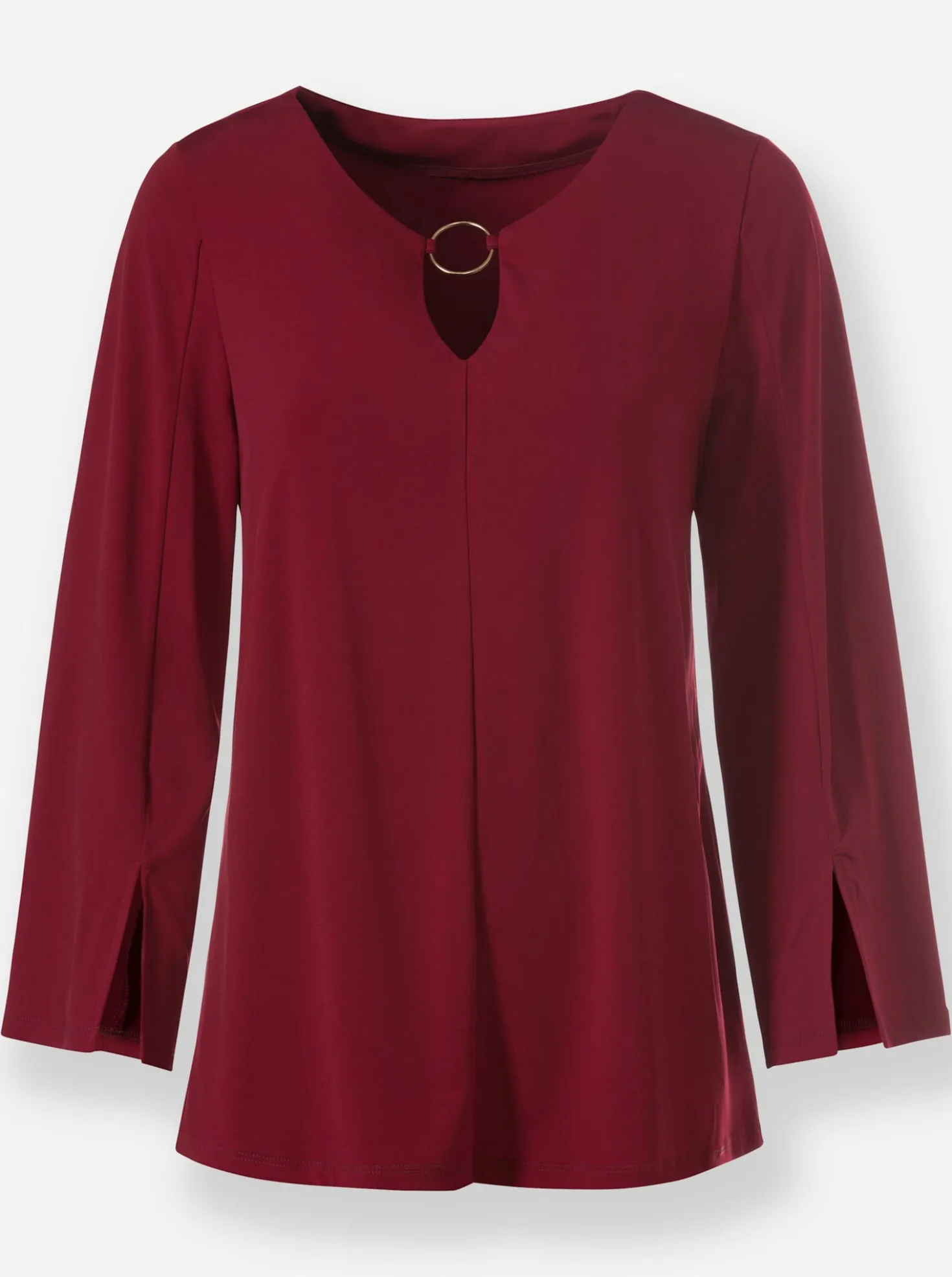 3/4-Arm-Shirt mit Schmuckring am Ausschnitt