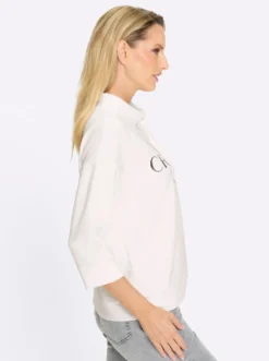 3/4-Arm-Shirt mit Schriftzug, schimmernd
