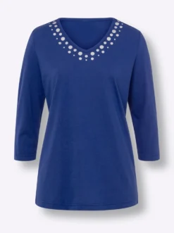 3/4-Arm-Shirt mit silberfarbenem Folien-Print