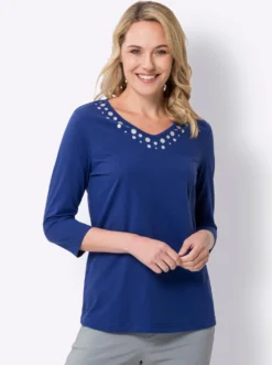 3/4-Arm-Shirt mit silberfarbenem Folien-Print