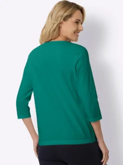 3/4-Arm-Shirt mit silberfarbenem Folien-Print